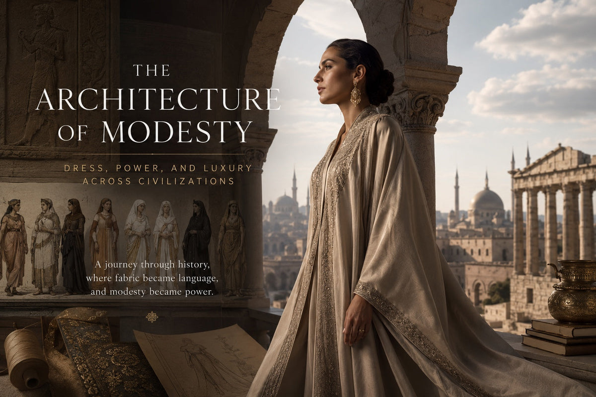 Historical modest dress illustrating power, luxury, and clothing across civilizations