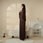 Poet sleeve satin open abaya image 16