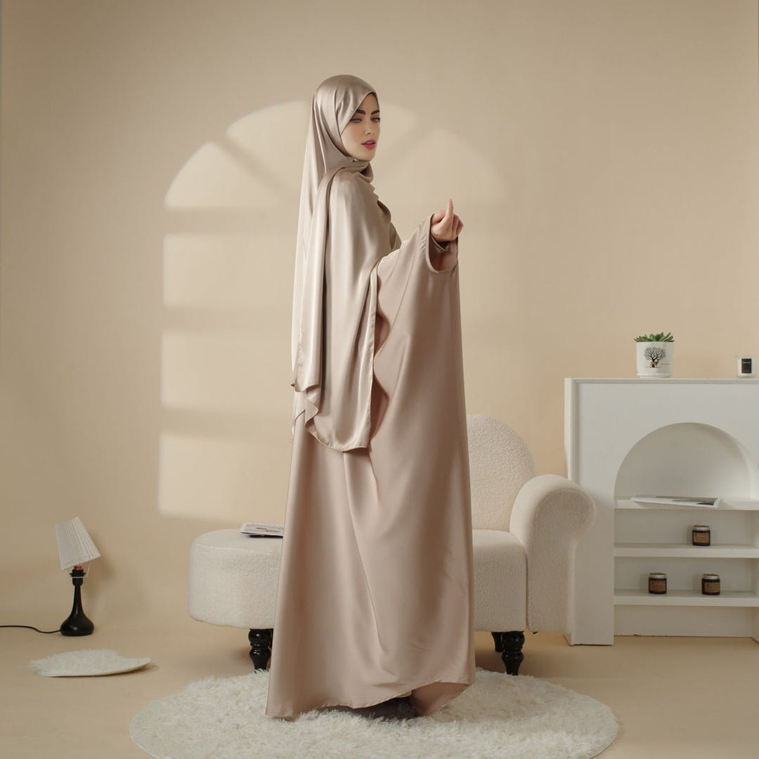 Five-piece satin butterfly abaya set view 10
