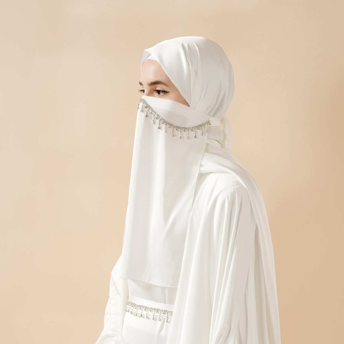Five-piece satin butterfly abaya and niqab set view 2