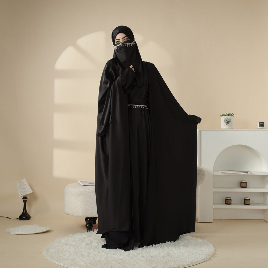 Five-piece satin abaya and niqab set view 18