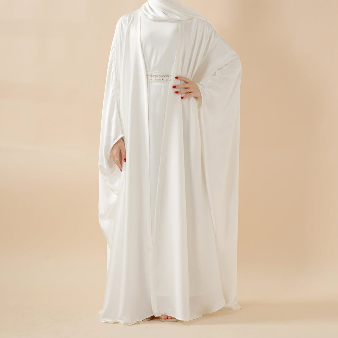 Five-piece satin butterfly abaya and niqab set view 4