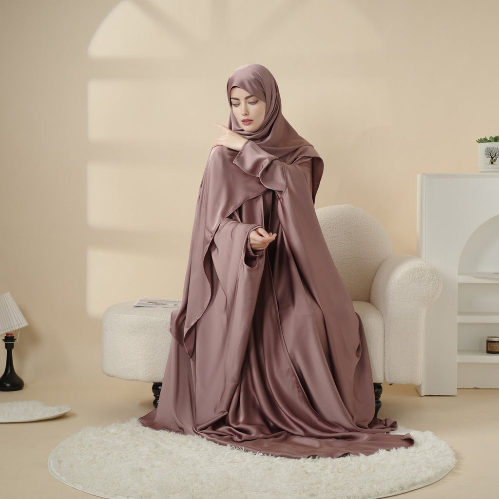 Butterfly abaya set with side pockets and niqab view 14