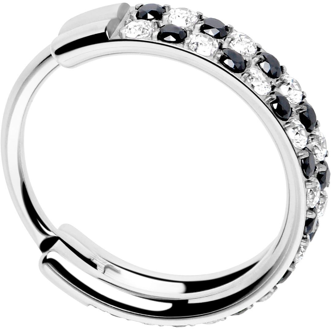 Titanium checkerboard crystal nose ring view 6