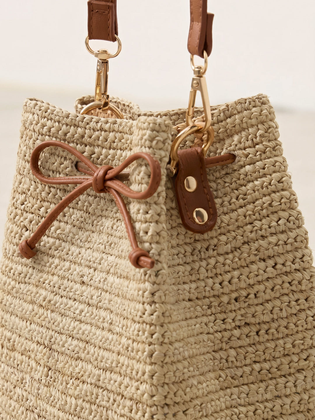 Mini raffia crossbody bag, styled view