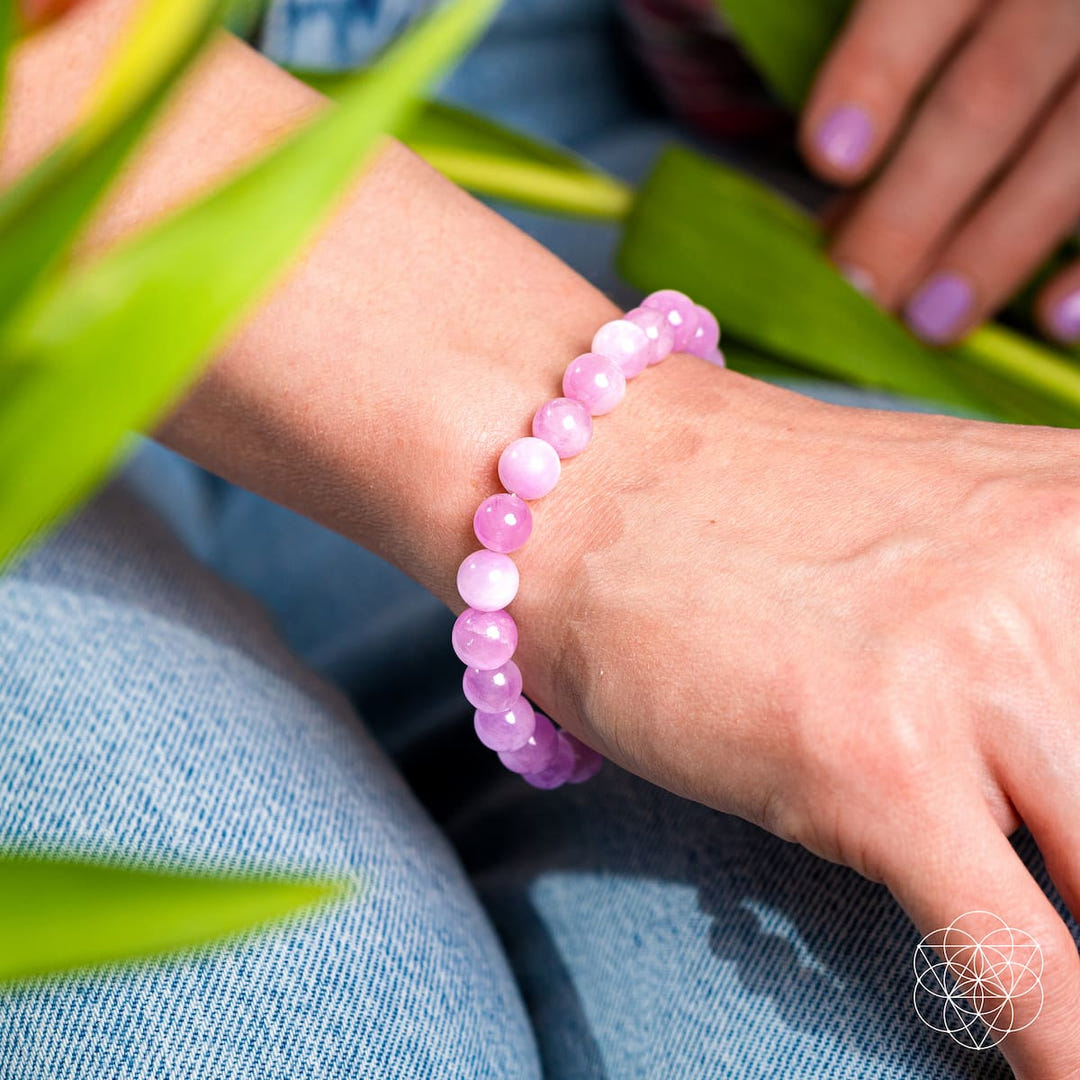 Brazilian pink kunzite bracelet showing natural tonal variation