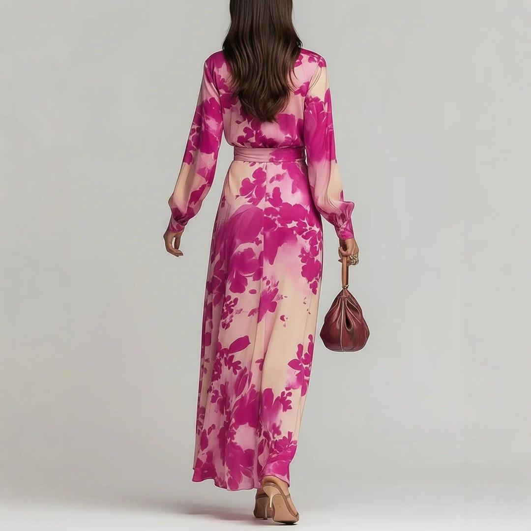 Women's floral fairy maxi dress in lightweight printed chiffon