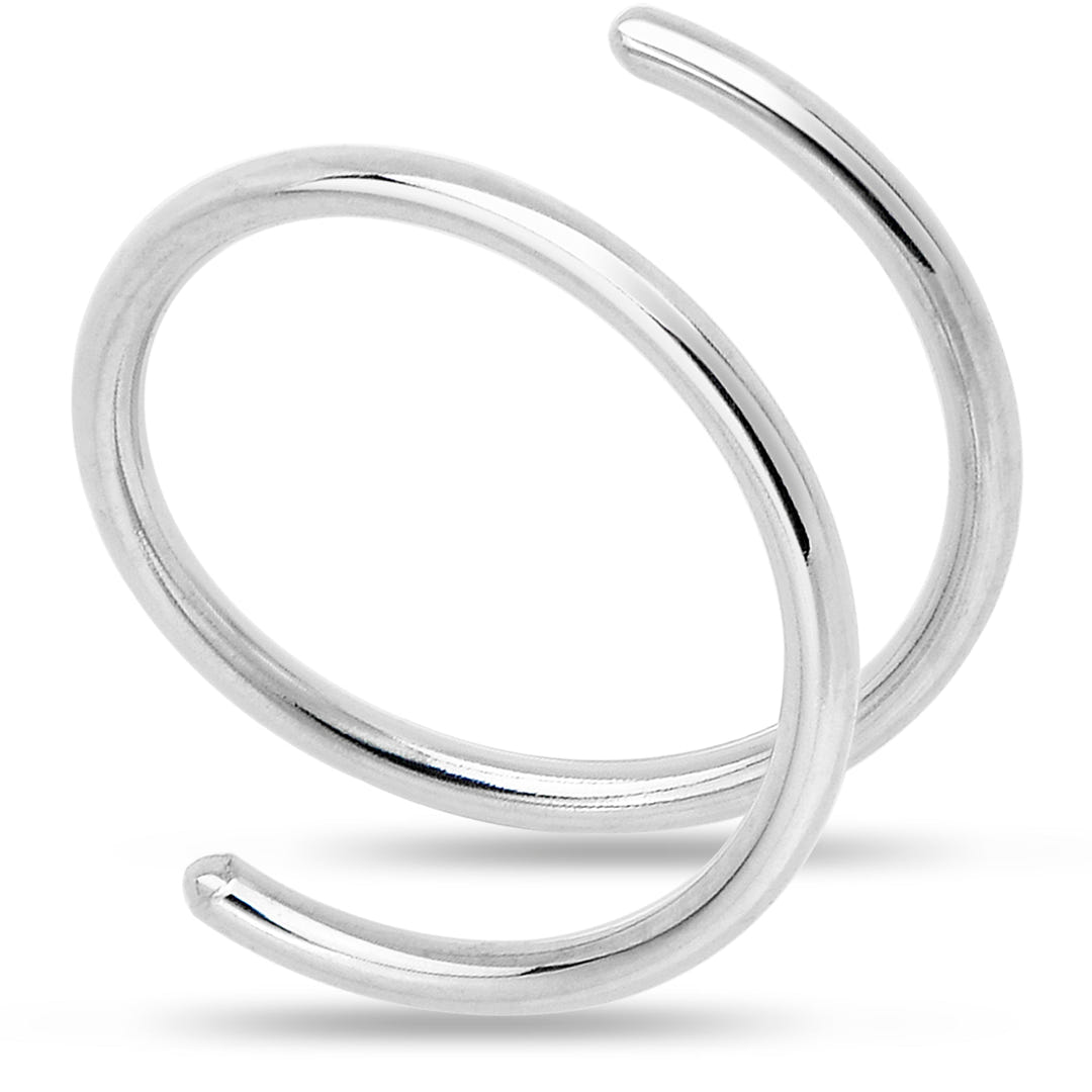 Sterling silver double-hoop spiral nose ring view 1