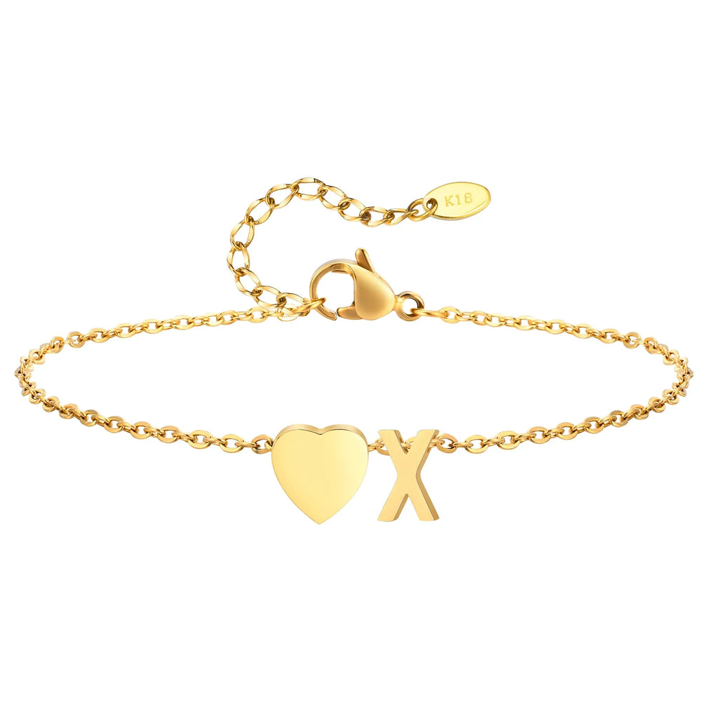 Heart initial stainless-steel anklet, alternate view 26