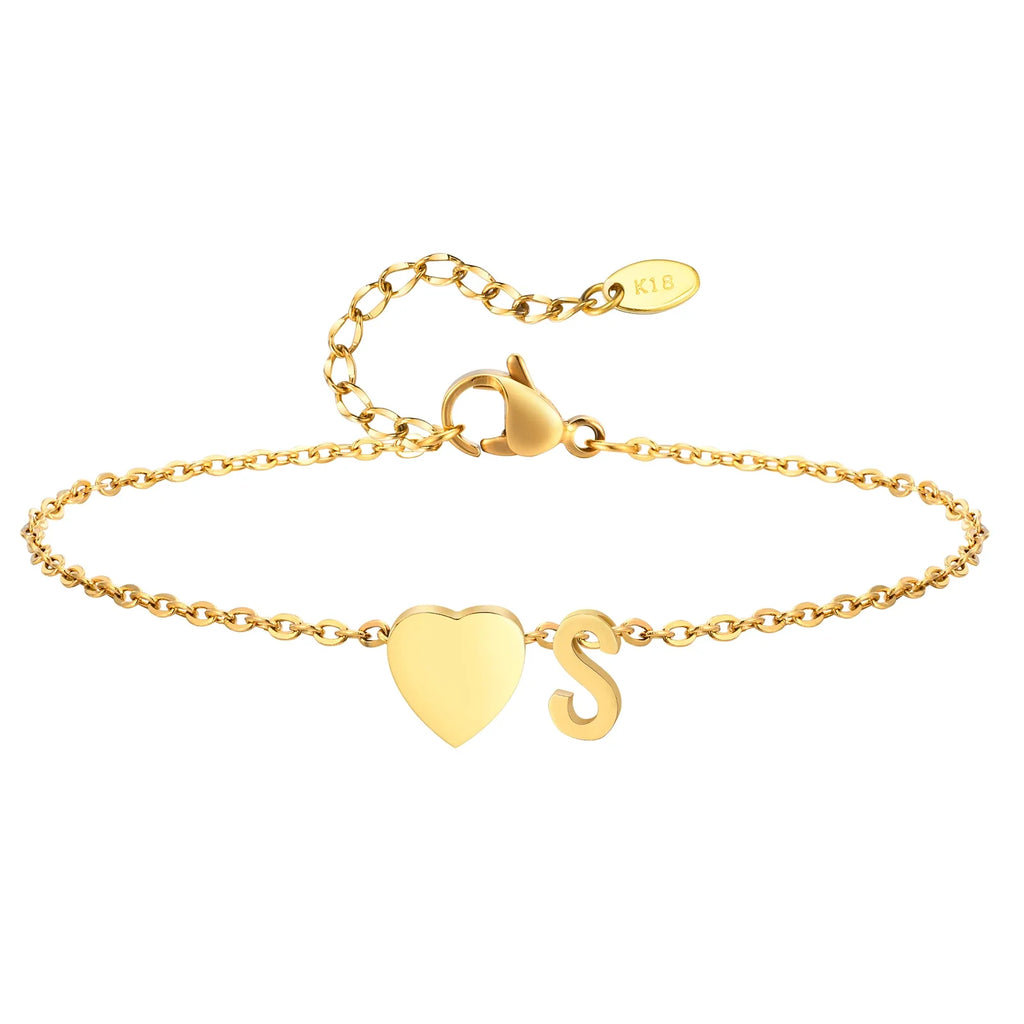 Heart initial stainless-steel anklet, alternate view 30