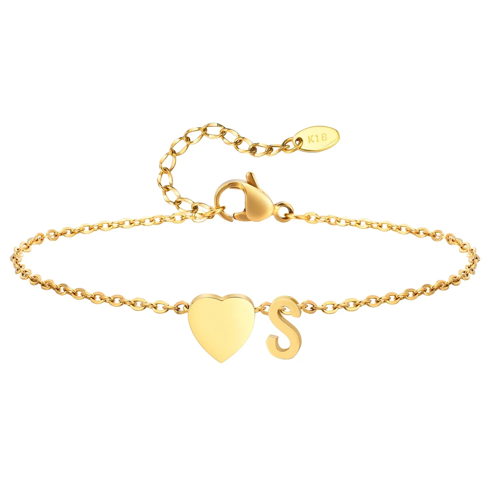 Heart initial stainless-steel anklet, alternate view 30