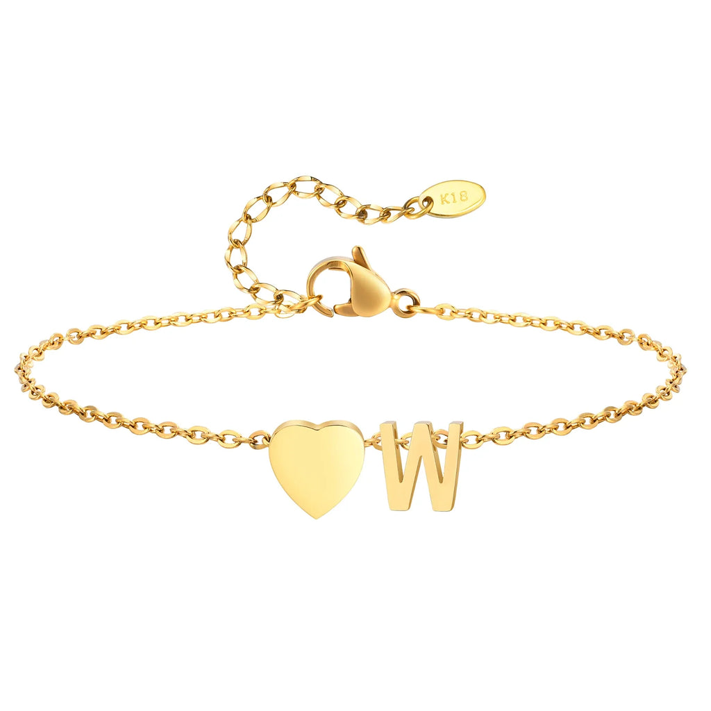 Heart initial stainless-steel anklet, alternate view 24