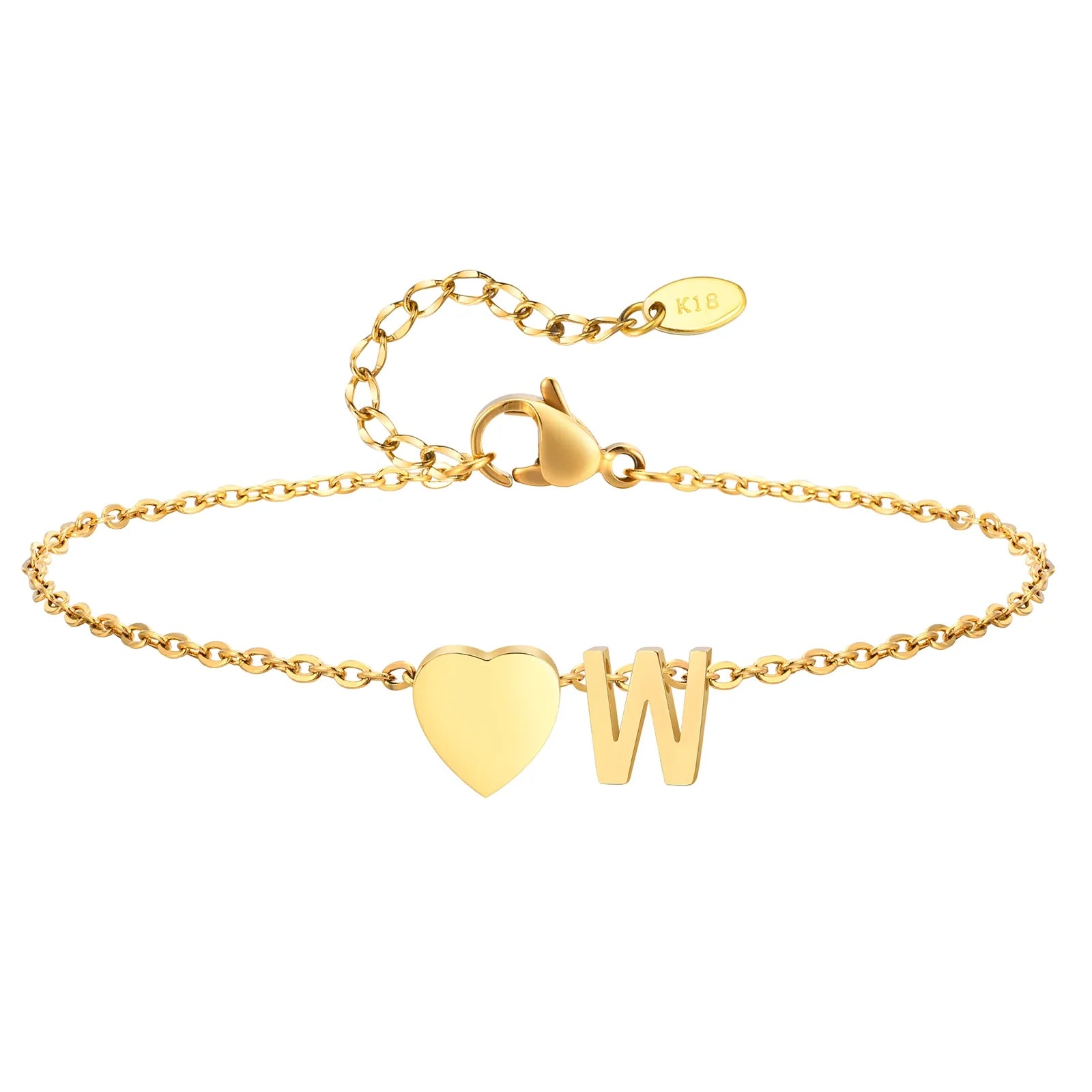 Heart initial stainless-steel anklet, alternate view 24