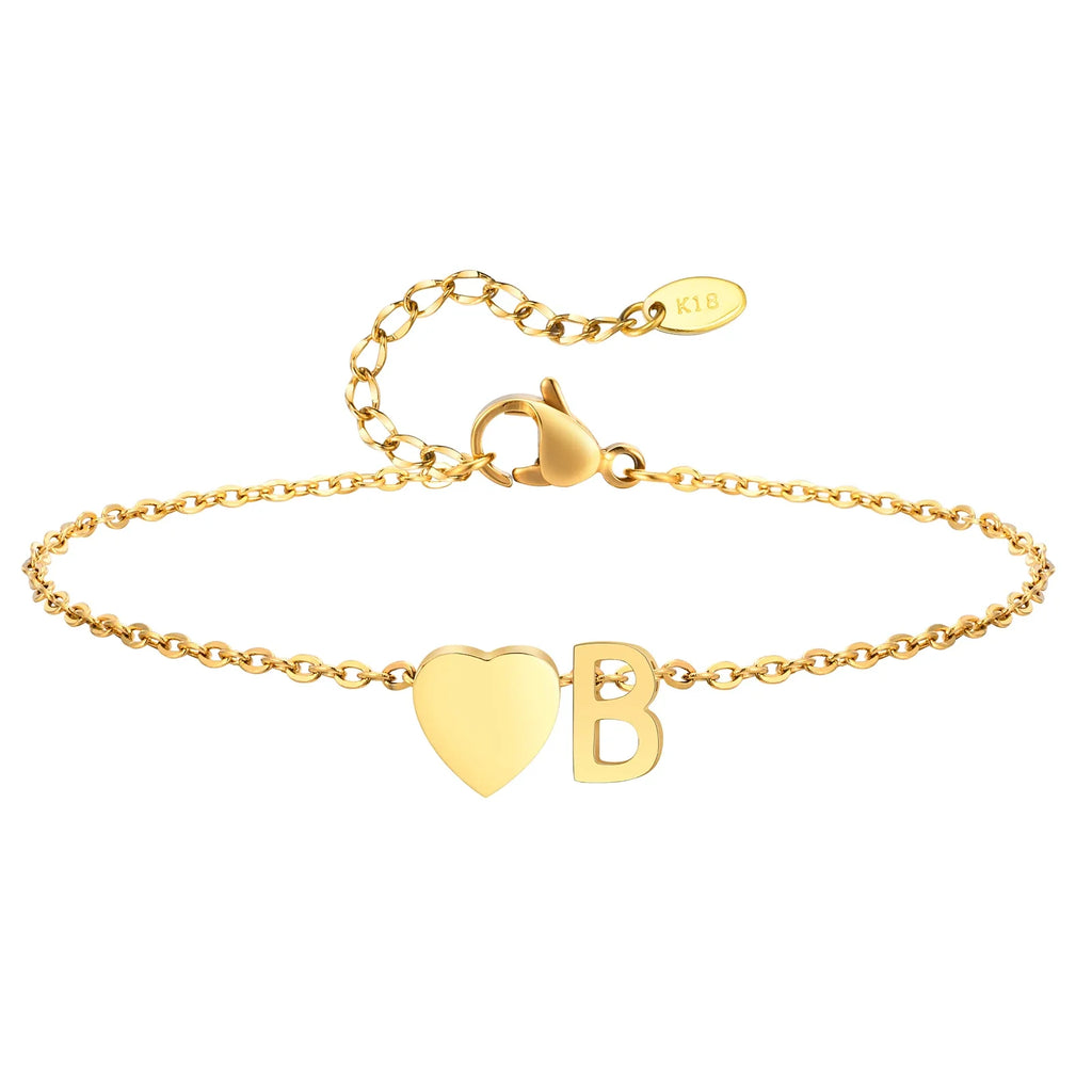 Heart initial stainless-steel anklet, alternate view 20