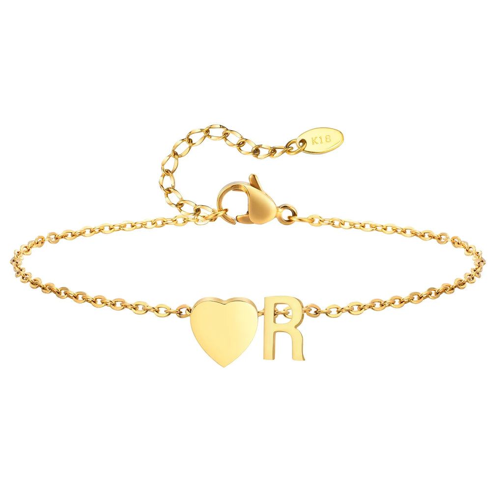 Heart initial stainless-steel anklet, alternate view 25