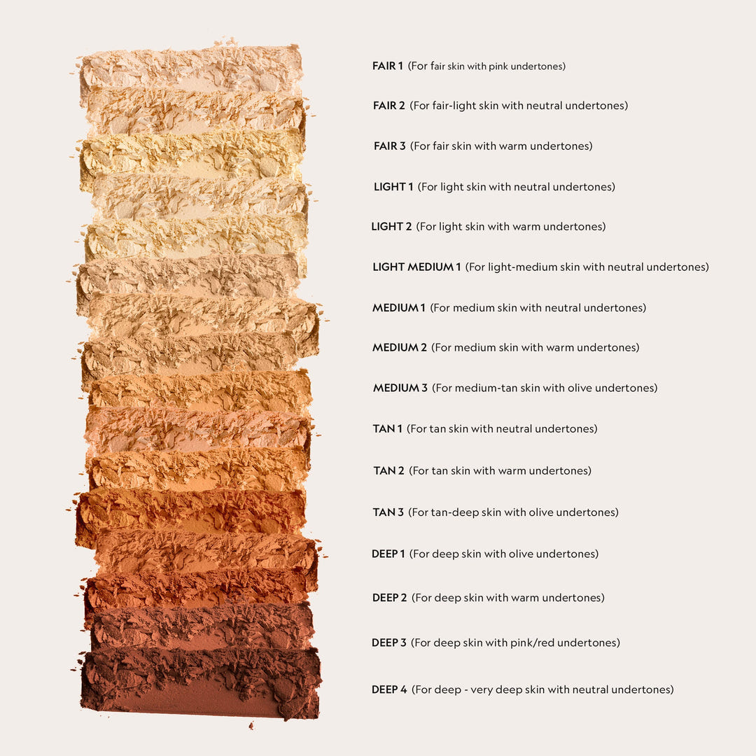 YENSA Silk Matte Powder Foundation shade chart