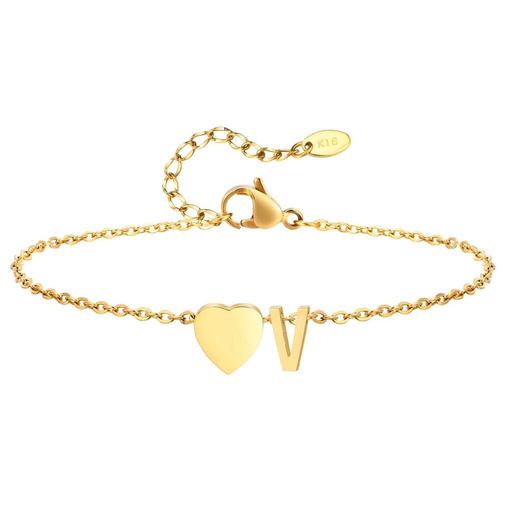 Heart initial stainless-steel anklet, alternate view 15