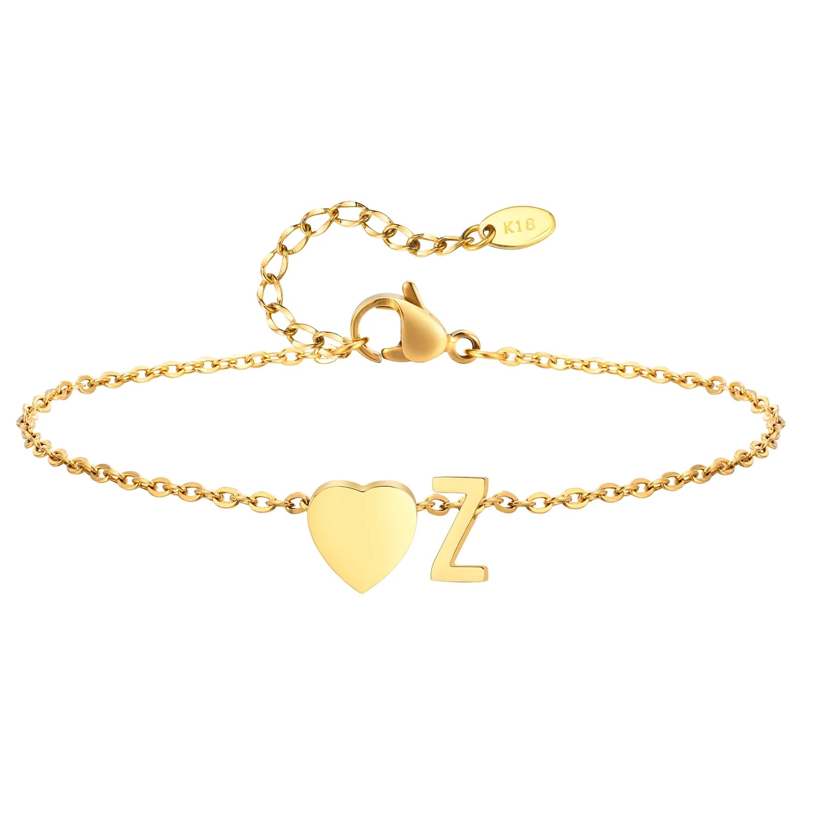 Heart initial stainless-steel anklet, alternate view 27