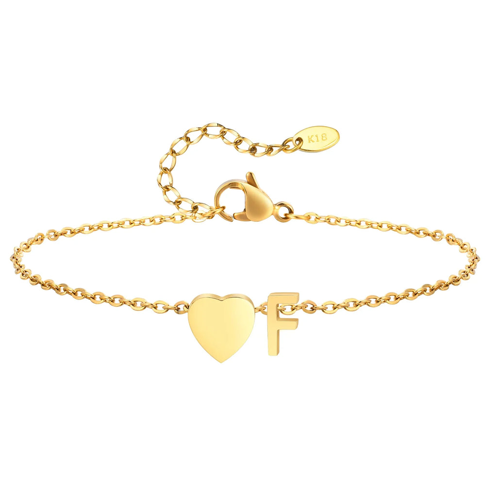 Heart initial stainless-steel anklet view 13