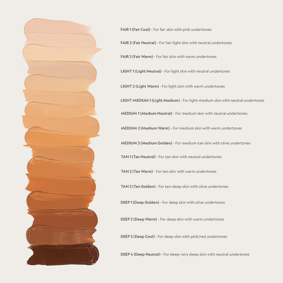 YENSA Natural Glow Foundation shade selection chart