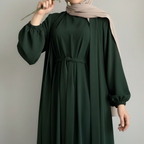 Open abaya with pockets three-piece set image 14