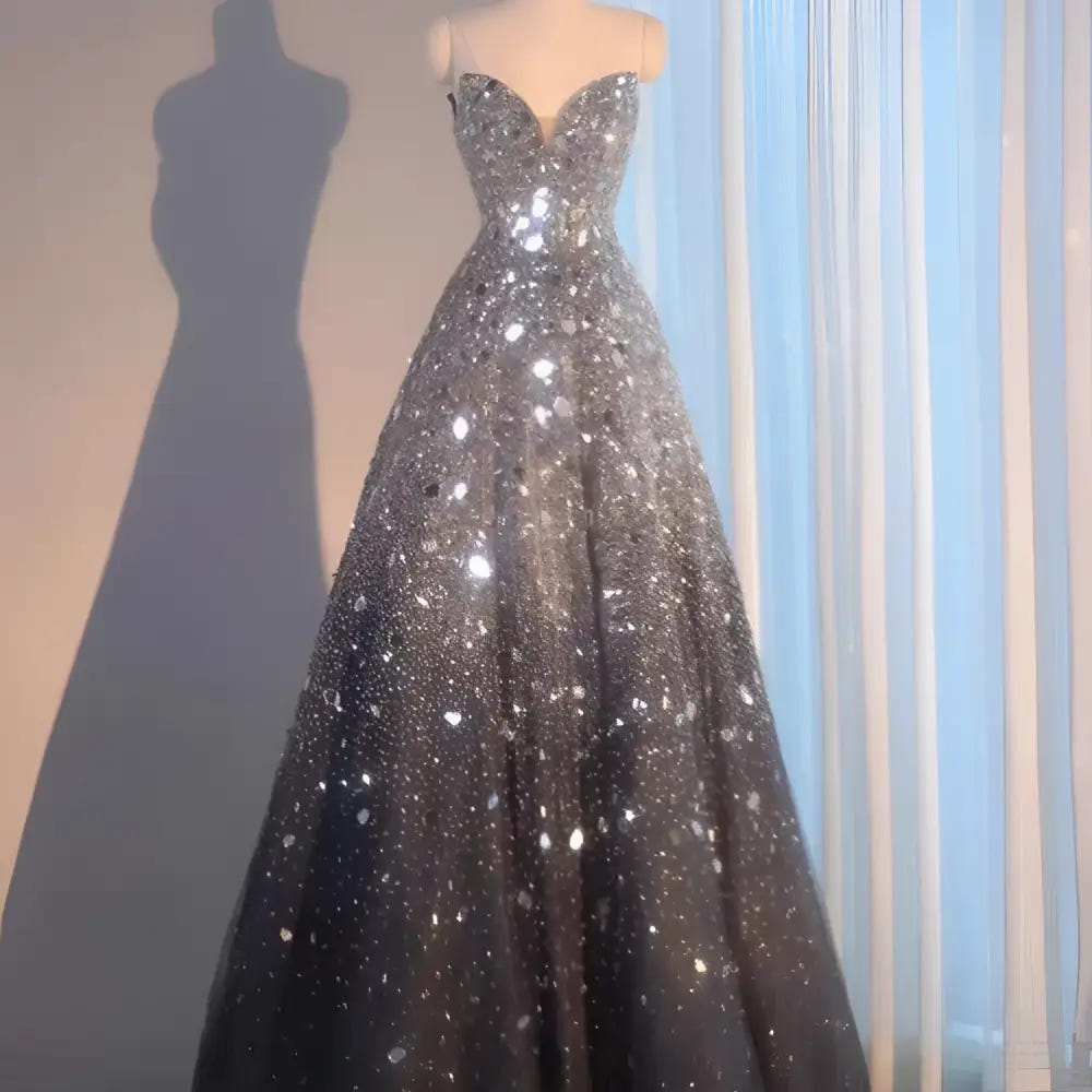 Midnight embellished strapless ball gown image 3