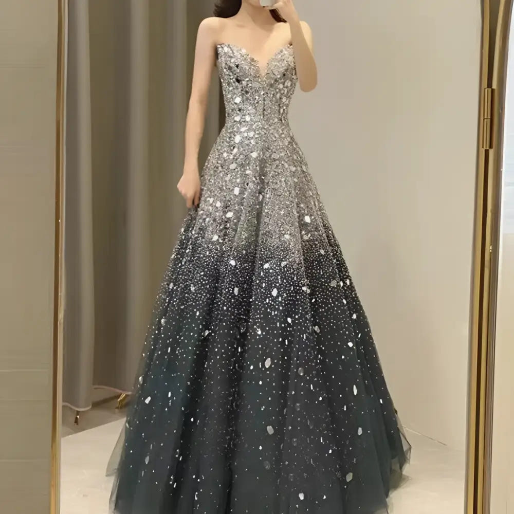 Midnight embellished strapless ball gown image 6