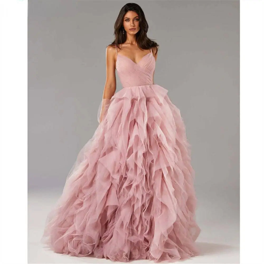 Blush tulle evening gown view 7