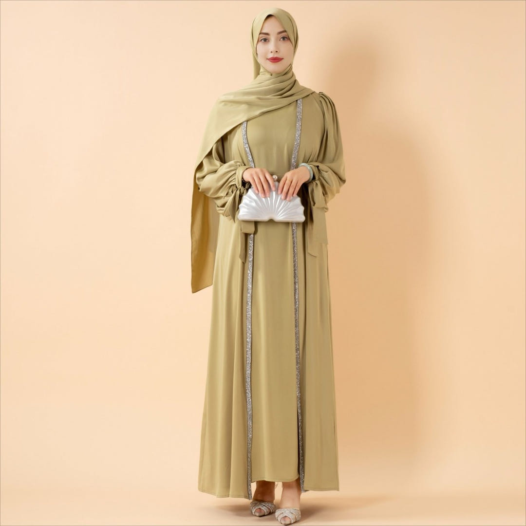 Bow-tie sleeve abaya set alternate view 6