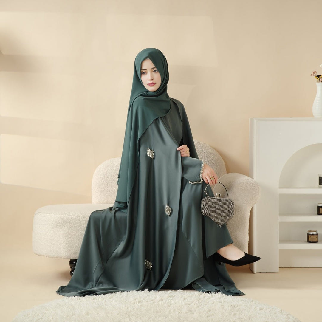 Rhinestone cape abaya set image 2