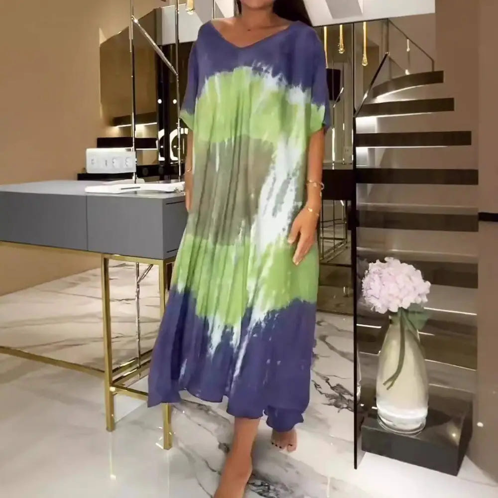 Relaxed color-block maxi dress alternate view 2