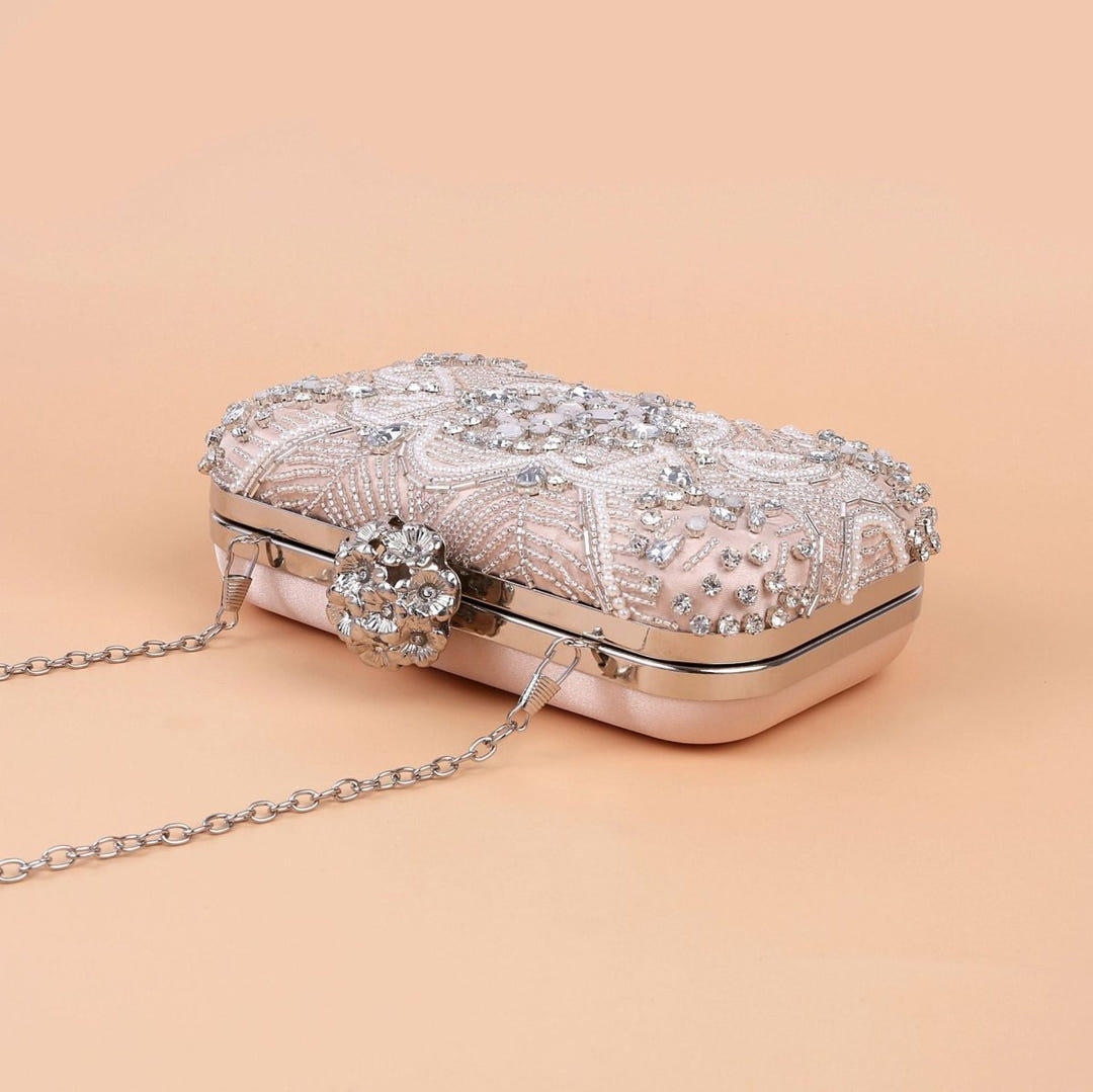 Rhinestone clutch with braided beadwork view 4