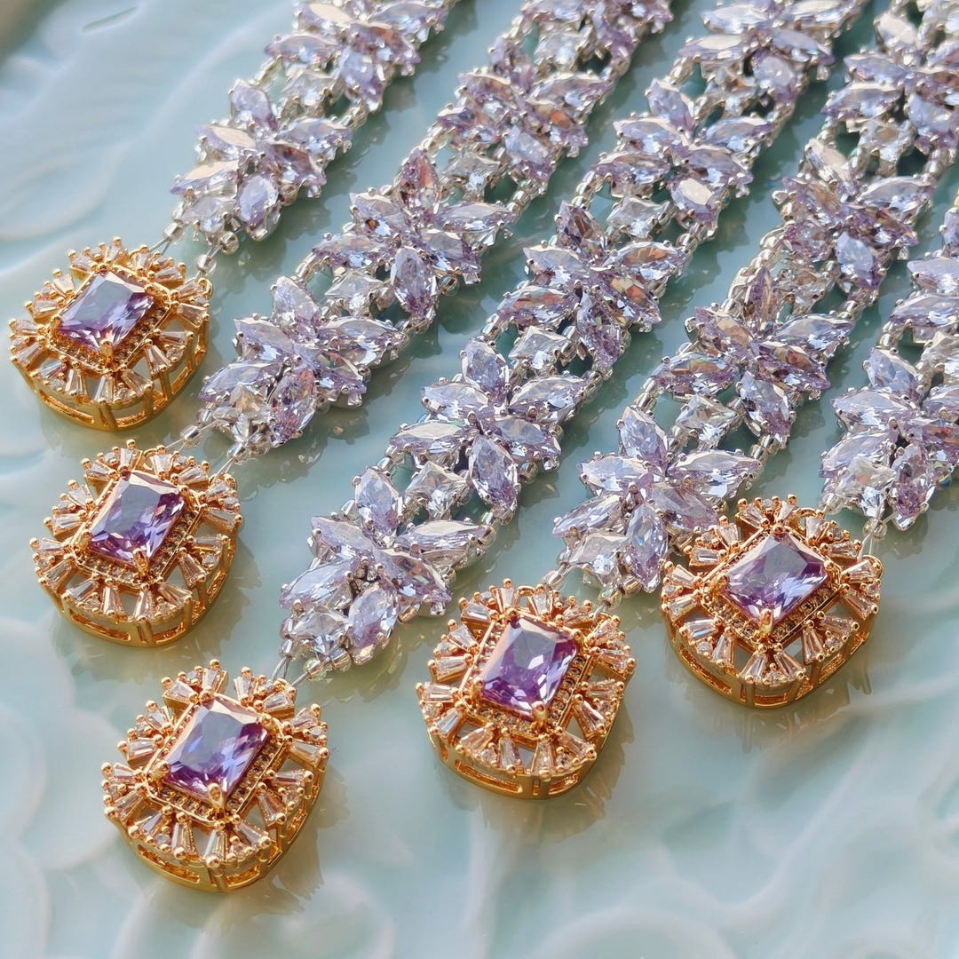 Crystal flower statement bracelet detail view 4