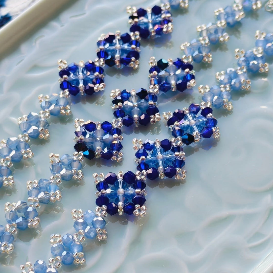 Sculptural rhinestone floral bracelet view 6
