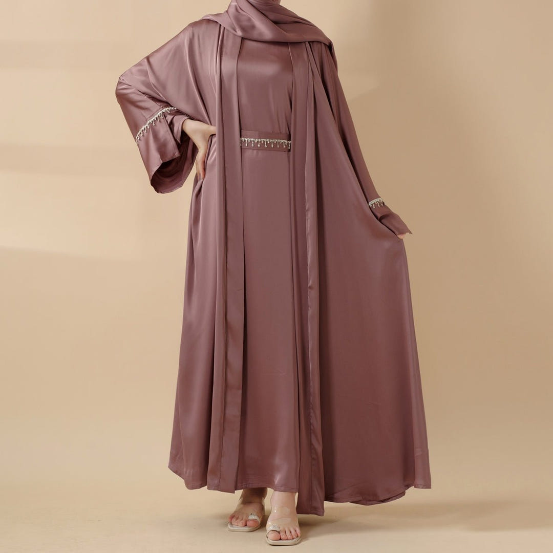 Satin abaya six-piece set image 2