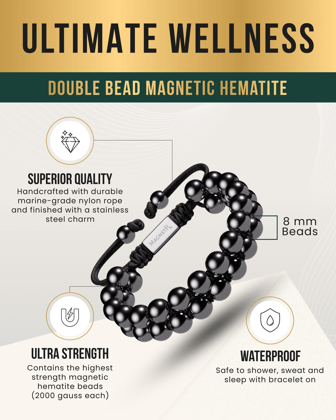 Adjustable magnetic hematite bracelet alternate view 3