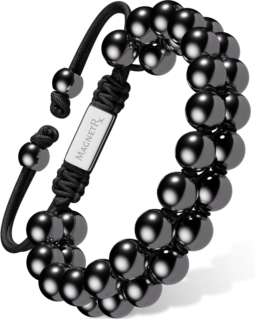 Double-row magnetic hematite bracelet view 1
