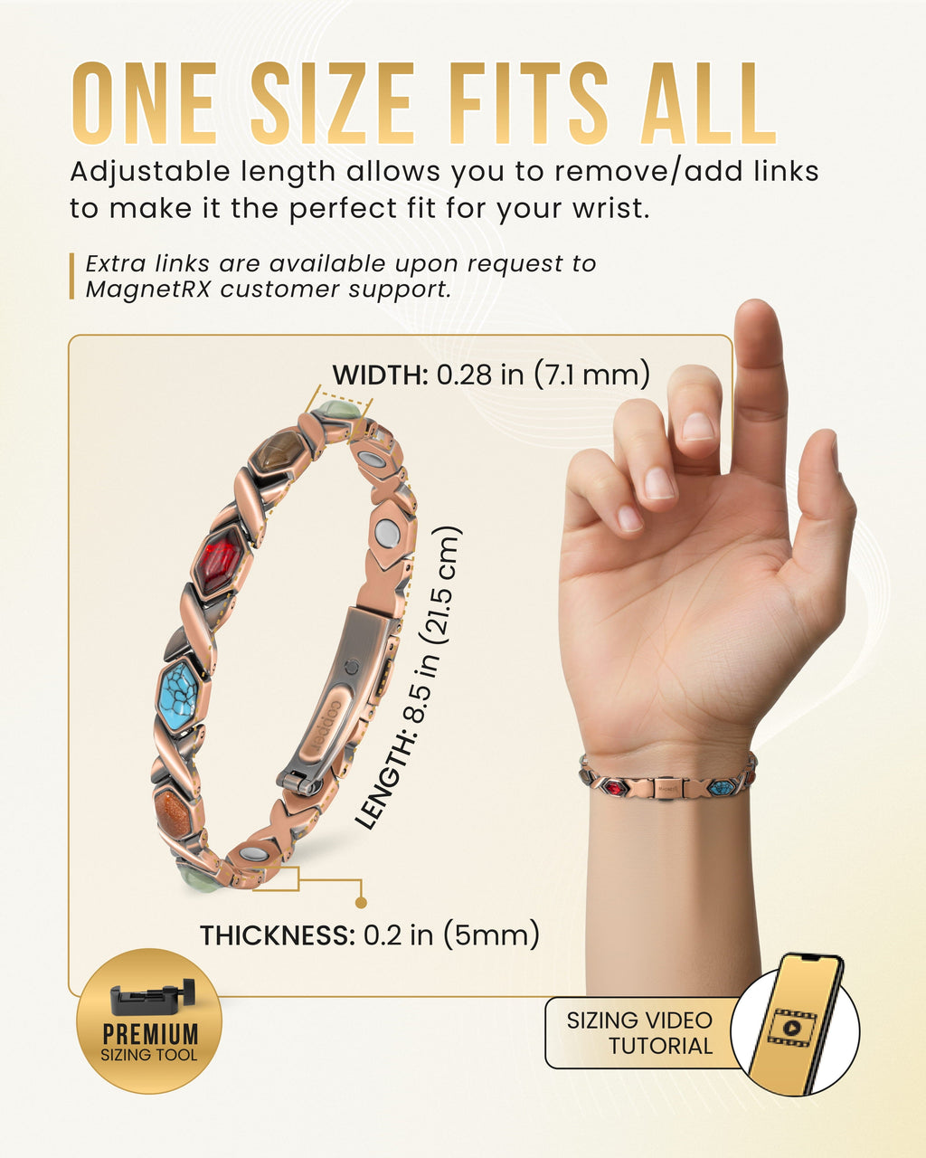 Mixed-stone pure copper bracelet image 6