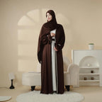 Poet sleeve satin open abaya image 14