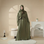 Satin abaya and coordinating inner dress view 7