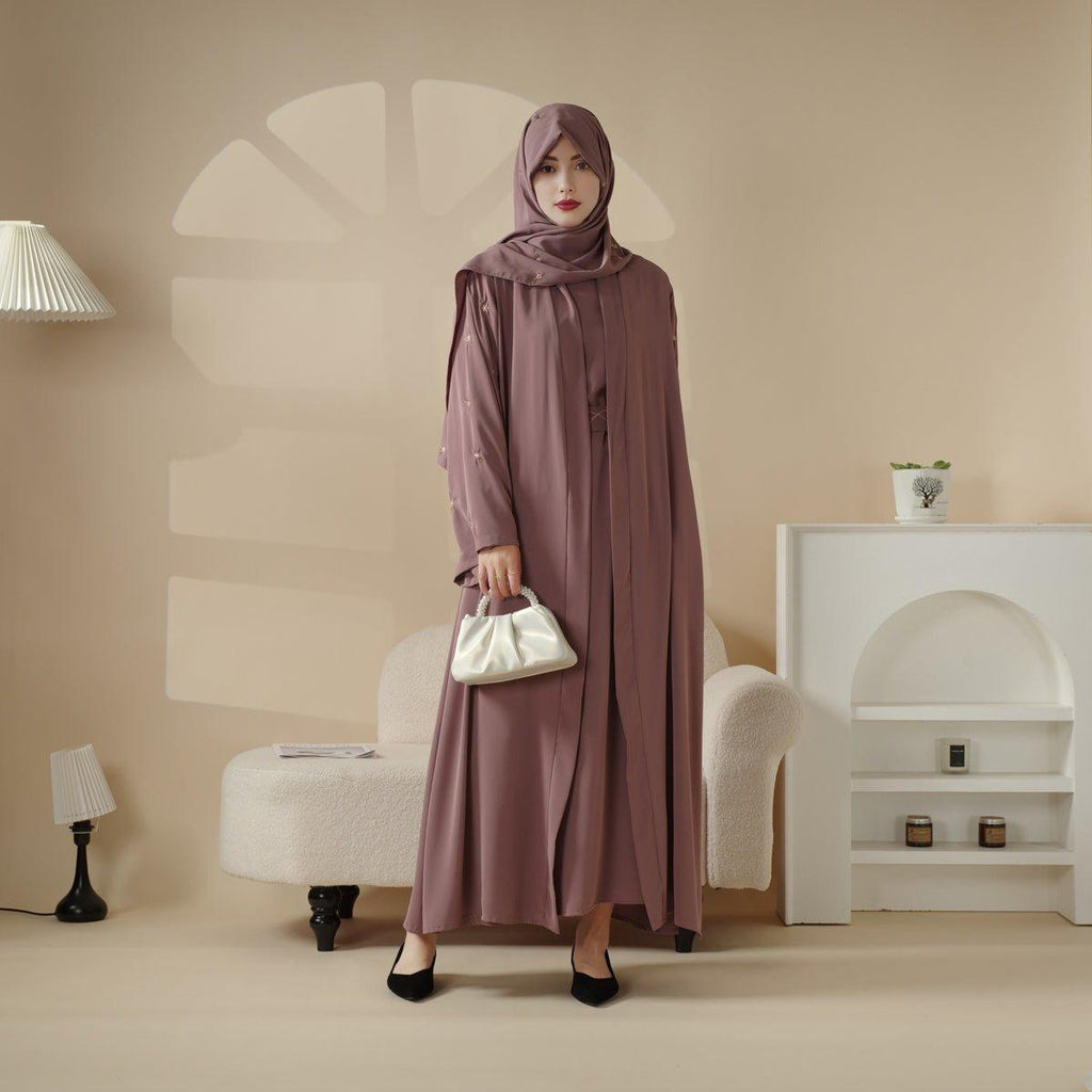 Tulip embroidered abaya set image 6