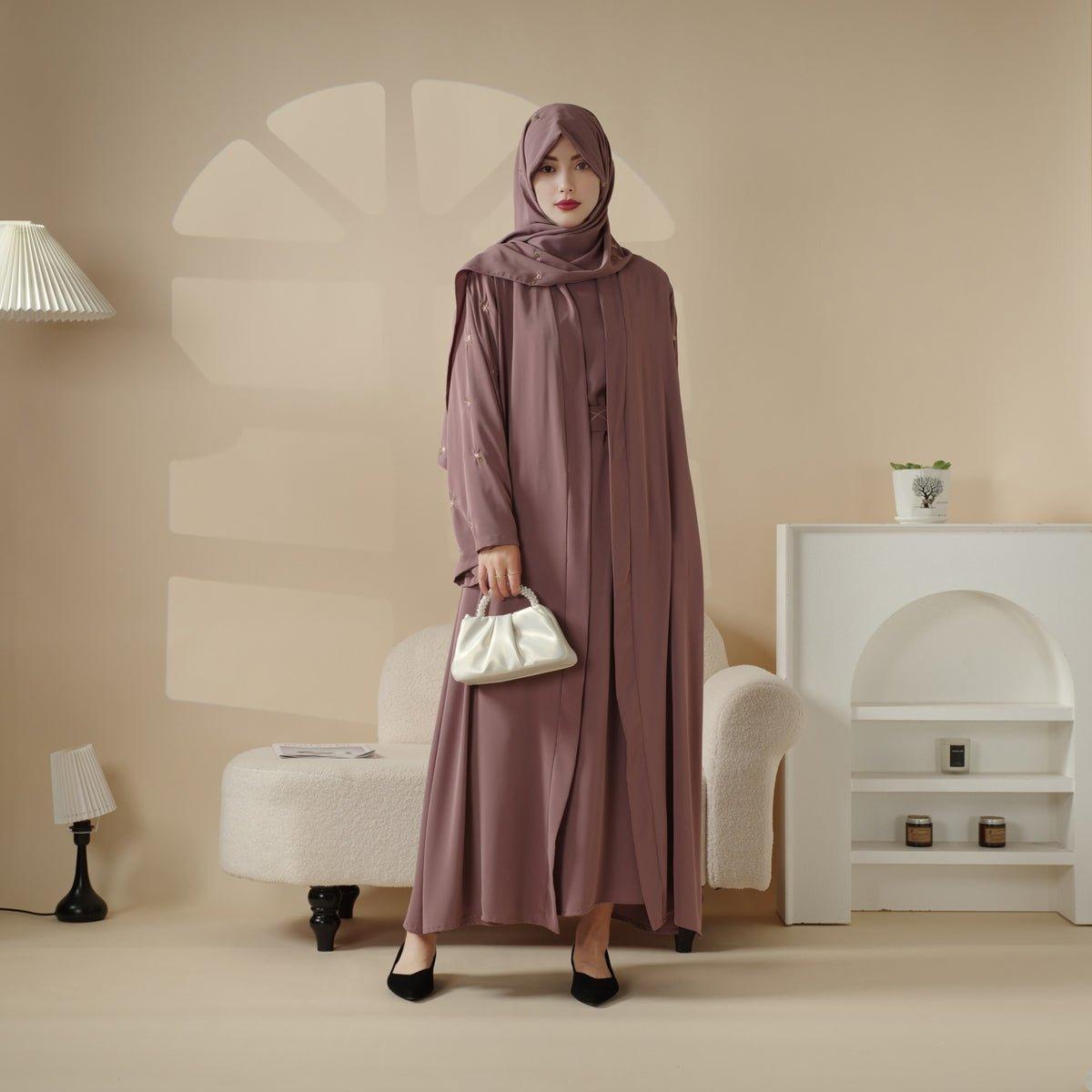 Tulip embroidered abaya set image 6