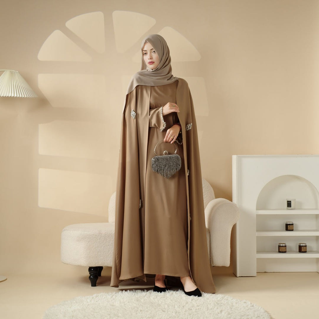 Rhinestone cape abaya set image 3