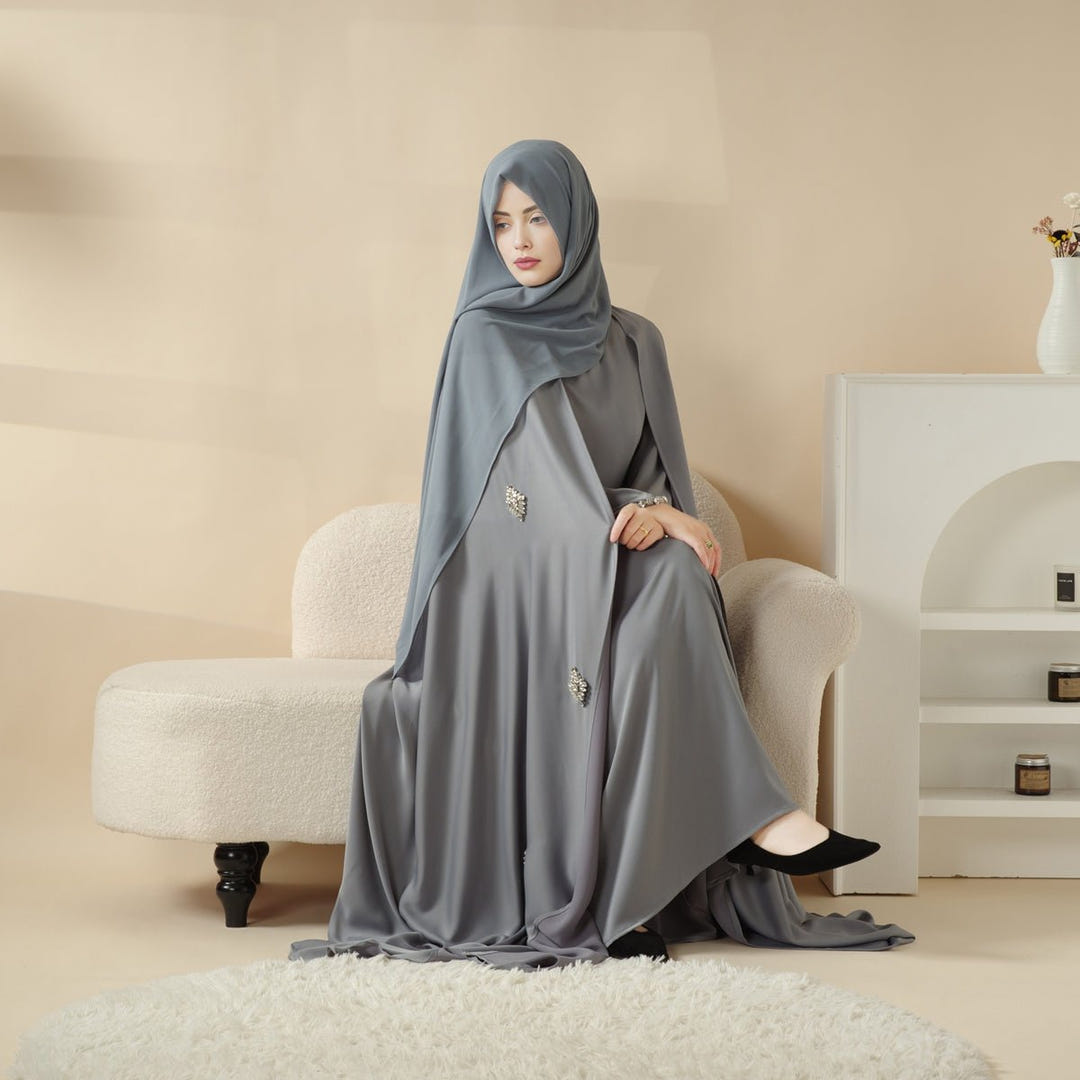 Rhinestone cape abaya set image 6