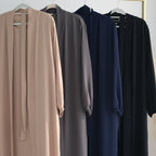 Open abaya with pockets three-piece set image 12