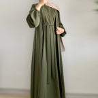 Open abaya with pockets three-piece set image 10
