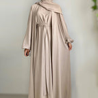 Open abaya with pockets three-piece set image 2