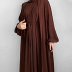 Open abaya with pockets three-piece set image 3