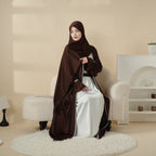 Poet sleeve satin open abaya image 15