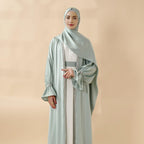 Poet sleeve satin open abaya image 2